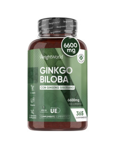 WeightWorld ginkgo biloba con ginseng siberiano 6600 mg, 365 comprimidos
