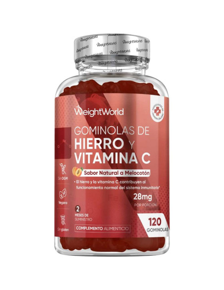 WeightWorld hierro 28 mg con vitamina C, 120 gominolas