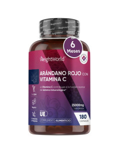 WeightWorld cranberry 25000 mg con vitamina C, 180 cápsulas