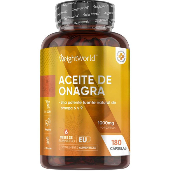 WeightWorld aceite de onagra 1000 mg, 180 cápsulas