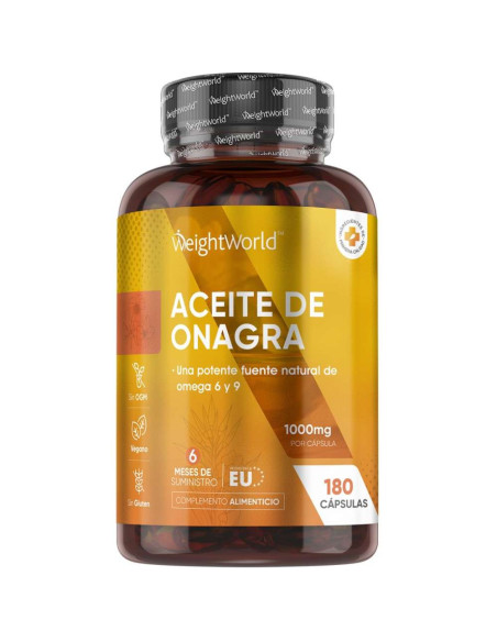 WeightWorld aceite de onagra 1000 mg, 180 cápsulas