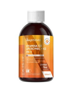 WeightWorld vitamina D3 2000 UI y K2 75 µg líquida, 250 ml