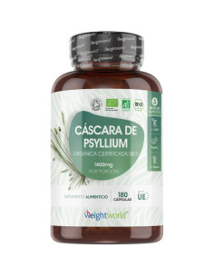 WeightWorld cáscara de psyllium orgánica 1400 mg, 180 cápsulas