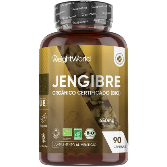 WeightWorld jengibre orgánico 650 mg, 90 cápsulas