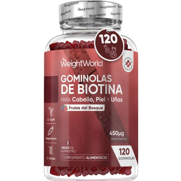 WeightWorld biotina y vitaminas 450 µg, 120 gominolas