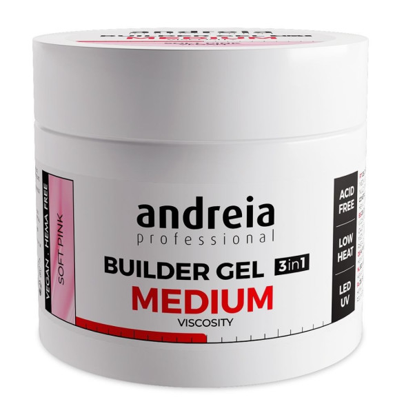 Andreia Builder Gel 3 en 1 Soft Pink viscosidad media 200 g
