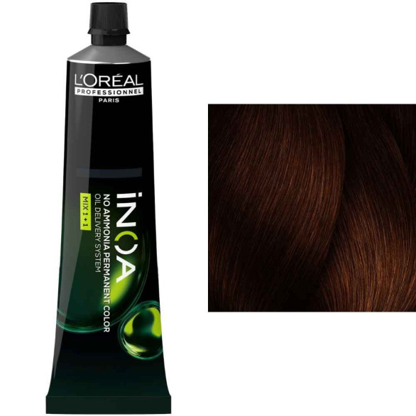 L’Oréal iNOA 4.45 castaño caoba cobrizo sin amoníaco, 60 ml