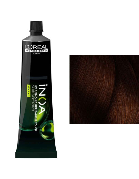 L’Oréal iNOA 4.45 castaño caoba cobrizo sin amoníaco, 60 ml
