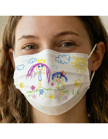 Mascarilla infantil con visera, estampado reina y princesa