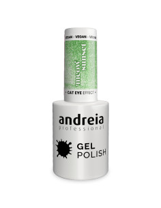 Andreia Meow Sunset MW2 esmalte Cat Eye verde claro con glitter plata
