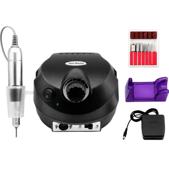 Torno de uñas negro 30 000 rpm con pedal
