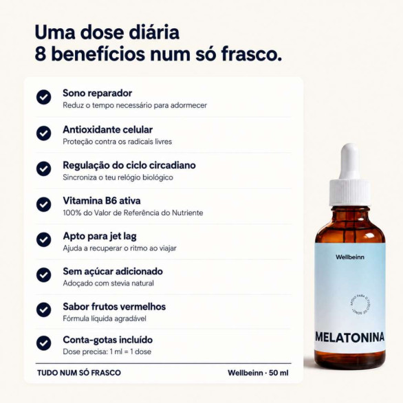 Wellbeinn melatonina líquida sublingual con B6 50 ml