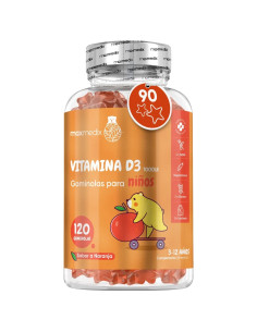 MAXMEDIX vitamina D3 infantil, 120 gominolas de naranja