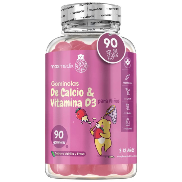 MAXMEDIX calcio y D3 infantil, 90 gominolas