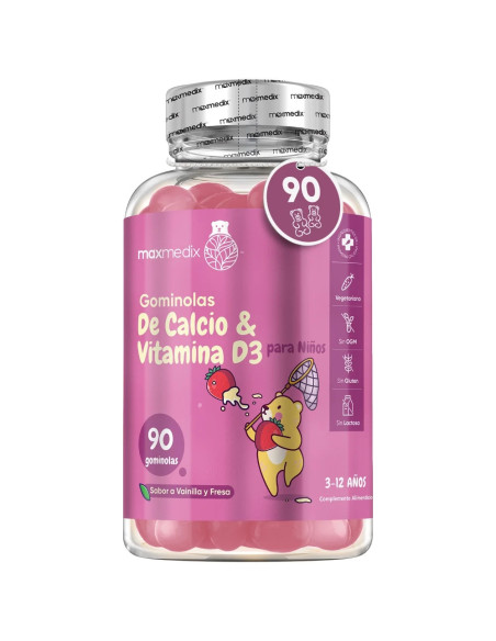 MAXMEDIX calcio y D3 infantil, 90 gominolas