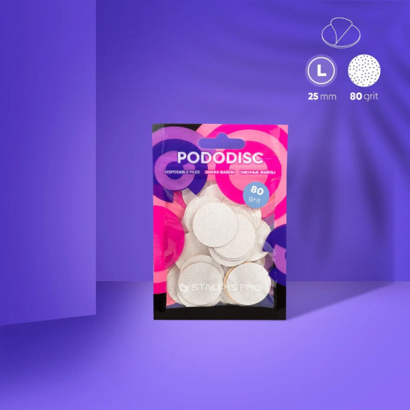 STALEKS PRO PODODISC L abrasivos 80 grit, 50 unidades