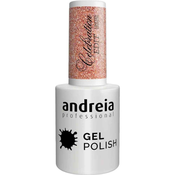 Andreia Gel Polish Celebration Edit CE2 – Rosa con Purpurina Dorada 10,5 ml