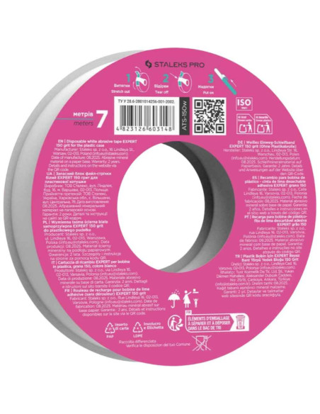 STALEKS EXPERT Donut Recambio de Limas Adhesivas para Lima Recta Grano 150 – 7 m