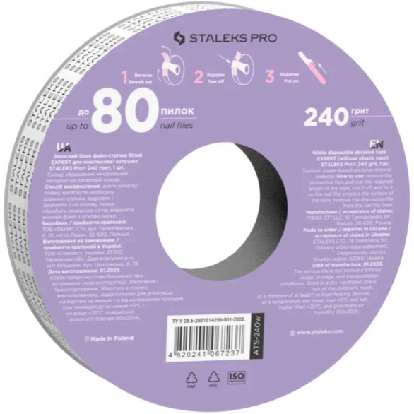 STALEKS EXPERT Donut Recambio de Limas Adhesivas para Lima Recta Grano 240 – 7 m