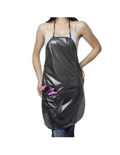 Delantal impermeable negro peluquería con bolsillo