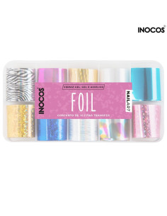 INOCOS foil Nail Art 002 Metalizado, 10 láminas 2