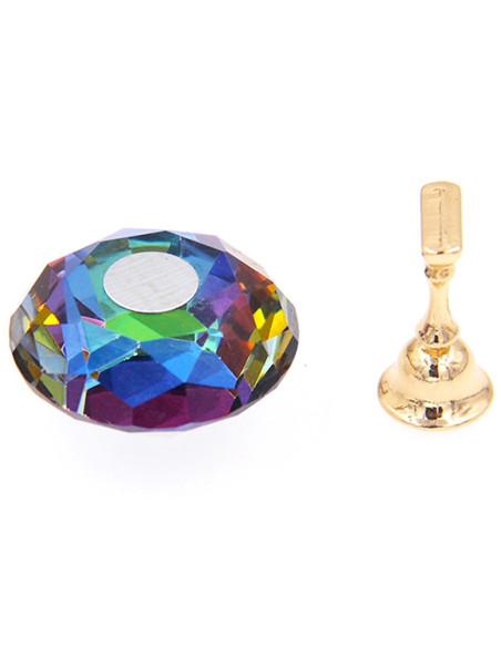 Expositor magnético en conjunto con base de cristal de colores