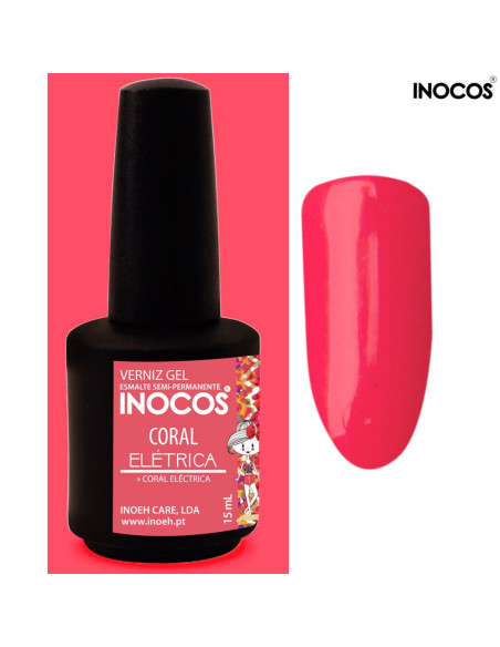 Maria Elétrica Coral Verniz Gel 15ml Inocos INOCOS Verniz Gel