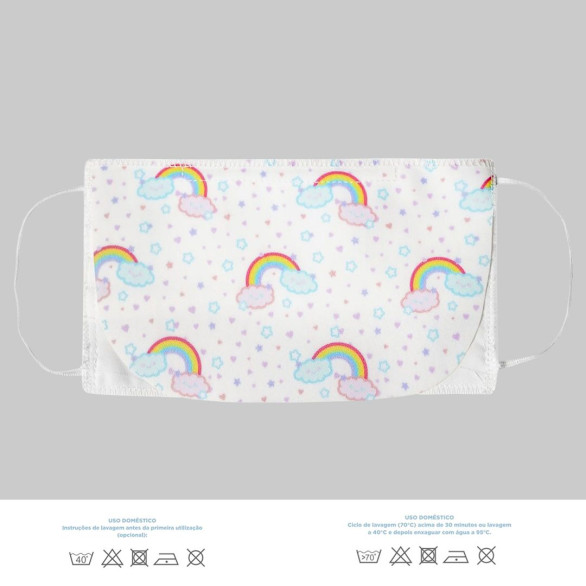 Mascarilla infantil con visera, estampado nubes