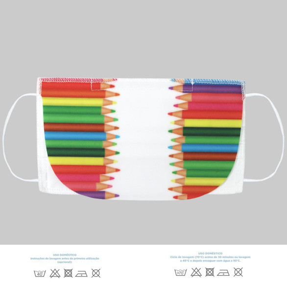 Mascarilla infantil con visera, estampado lápices de colores