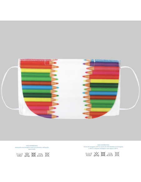 Mascarilla infantil con visera, estampado lápices de colores