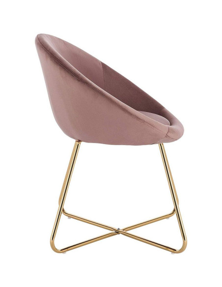 Silla ovalada de terciopelo con patas doradas