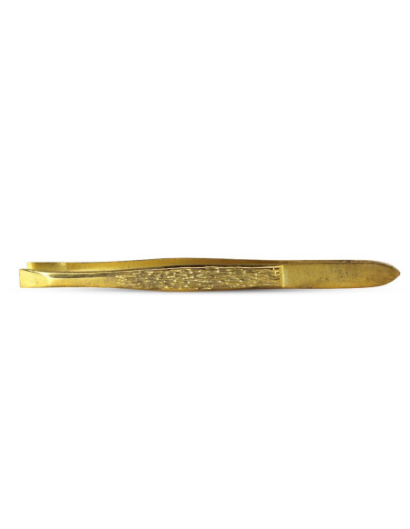 Pinza recta dorada para depilación