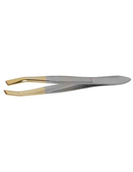 Pinza recta dorada acero inoxidable