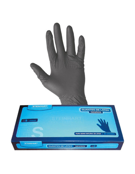 Guantes de látex negros talla M, envase de 25 unidades