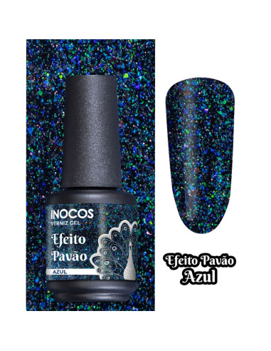 Verniz Gel Azul 15ml - Coleção Efeito Pavão INOCOS INOCOS Verniz Gel