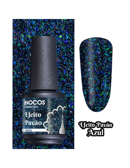 Verniz Gel Azul 15ml - Coleção Efeito Pavão INOCOS INOCOS Verniz Gel