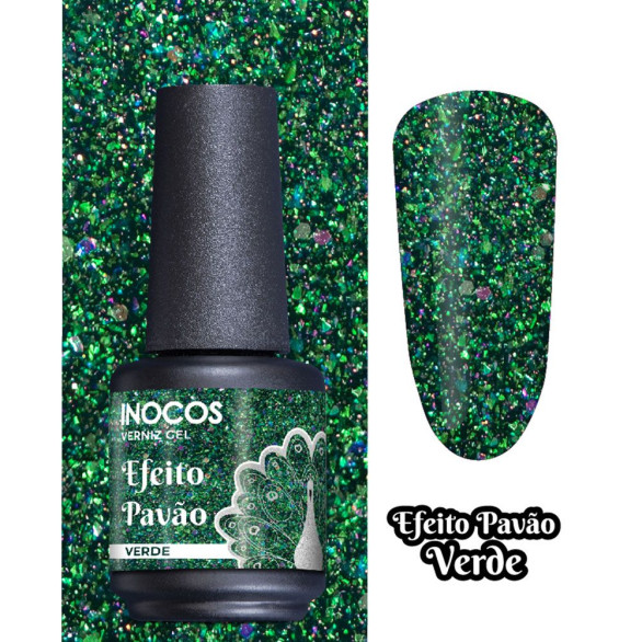 Esmalte semipermanente Efeito Pavão verde INOCOS 15 ml