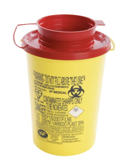 Contenedor para agujas y cuchillas usadas 0,6 litros