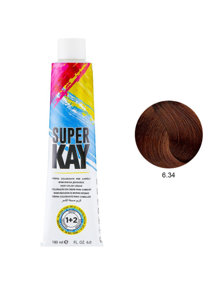 Coloração 6.34 Loiro Acobreado Dourado Escuro 180ml - SuperKay SUPERKAY 