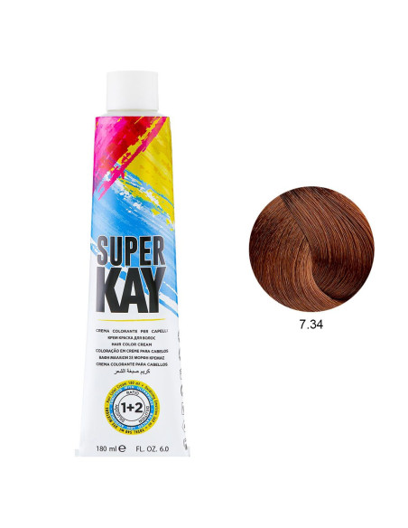 Coloração 7.34 Loiro Acobreado Dourado 180ml - SuperKay SUPERKAY 