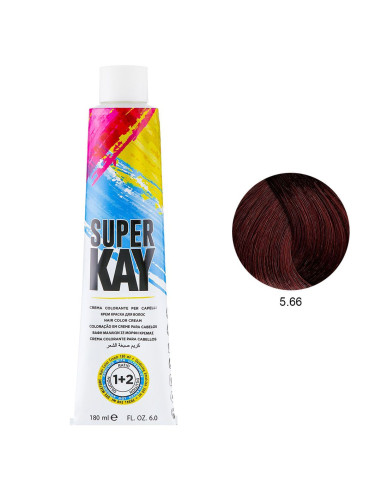 Coloração 5.66 Castanho Claro Ruivo Intenso 180ml - SuperKay SUPERKAY 