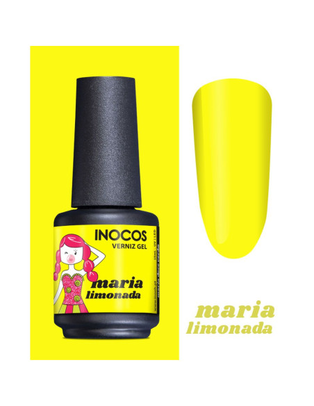 Verniz Gel Maria Limonada 15ml Amarelo Limão Coleção Maria Doce Verão Inocos INOCOS Verniz Gel