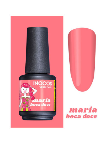 Verniz Gel Maria Boca Doce 15ml Laranja Damasco Coleção Maria Doce Verão Inocos INOCOS Verniz Gel