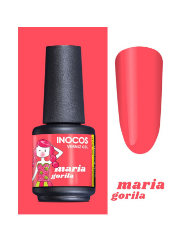 Verniz Gel Maria Gorila 15ml Coral Goiaba Coleção Maria Doce Verão Inocos INOCOS Verniz Gel