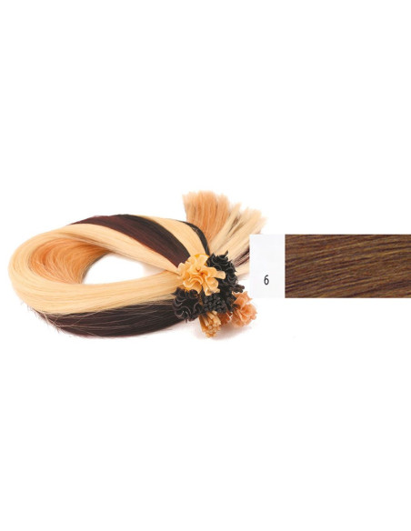 Extensiones rubio oscuro dorado 6, 55 cm, 50 unidades