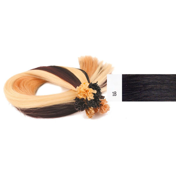 Extensiones castaño oscuro 1B, 55 cm, 50 unidades