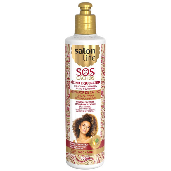 Activador rizos SOS Cachos ricino y queratina Salon Line 300 ml