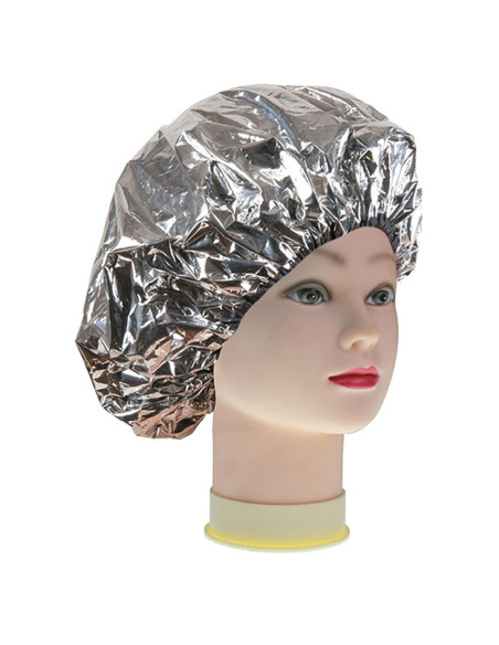 Gorro térmico plateado para tratamientos capilares